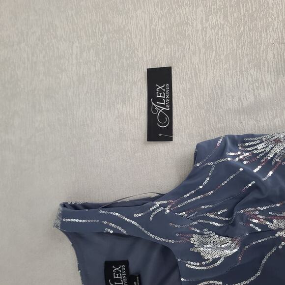 Alex Evenings Angela Firework Sequin Dress Steel Blue SZ 10 Formal Party Wedding - Picture 9 of 10